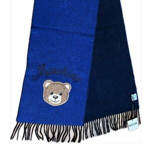 Moschino Bear Wool Scarf Blue Black